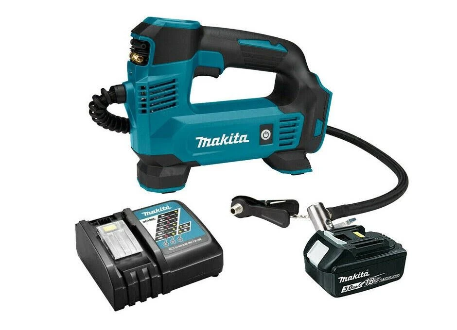 Makita DMP180 18V LXT Tyre Inflator with Charger & 3.0ah Battery for Pump Car Bike Motorcycle Van