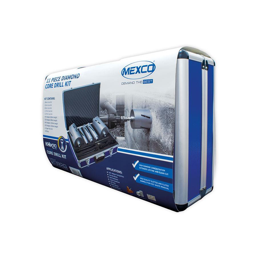 MEXCO A10DCKIT57 DCX90 11 Piece Diamond Core Kit in Carry Case for DeWALT Bosch Makita