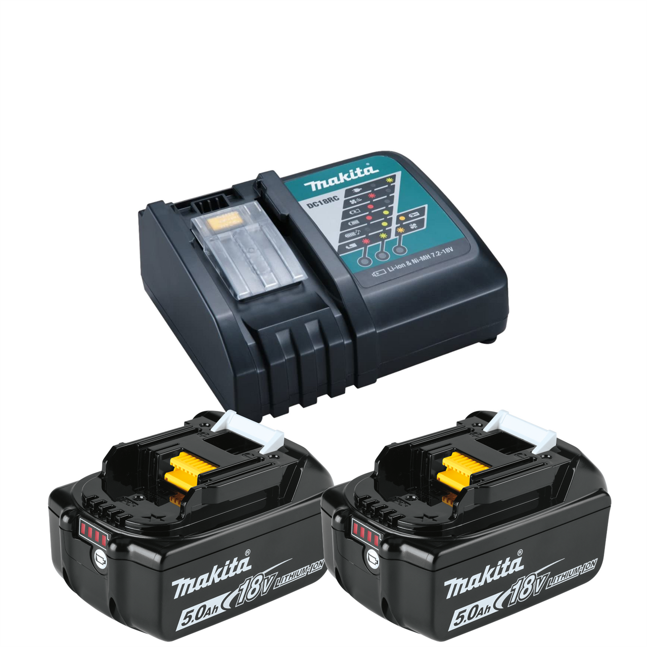 MAKITA DC18RC LXT CHARGER + 2 x  BL1850 BATTERY 18V 5.0Ah LI-ION GENUINE UK
