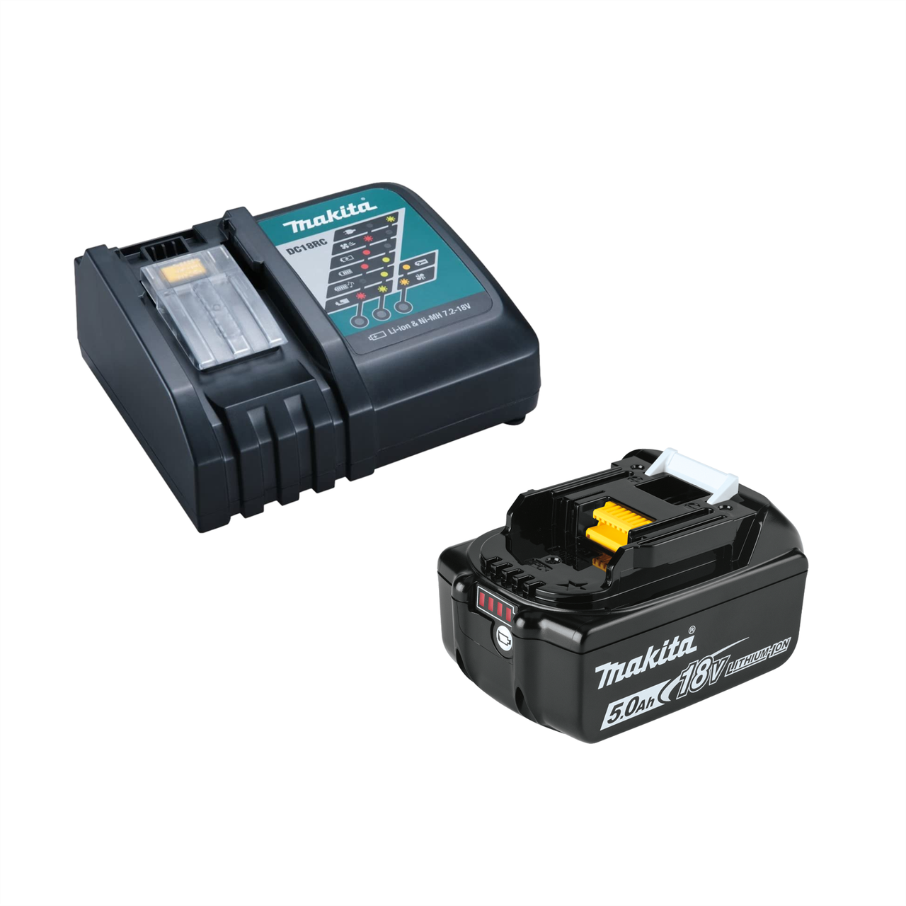 Makita DCF201ZW 14 - 18v LXT Cordless Portable Fan (White) with 5.0 Ah Battery and Charger