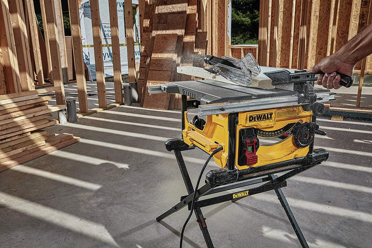 DeWalt DWE7485 Compact Table Saw 1850W 240V with DE7400 Rolling Saw Workstation