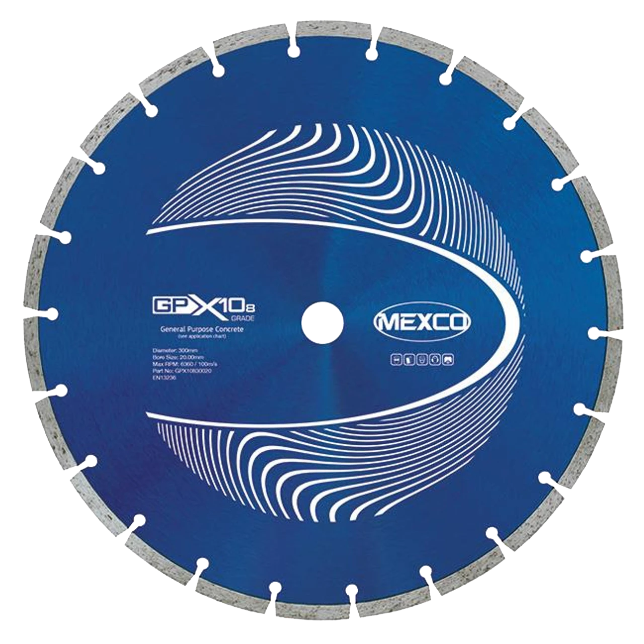 Mexco GPX10-8 300 x 20mm 8mm Segment General Purpose Concrete Diamond Blade