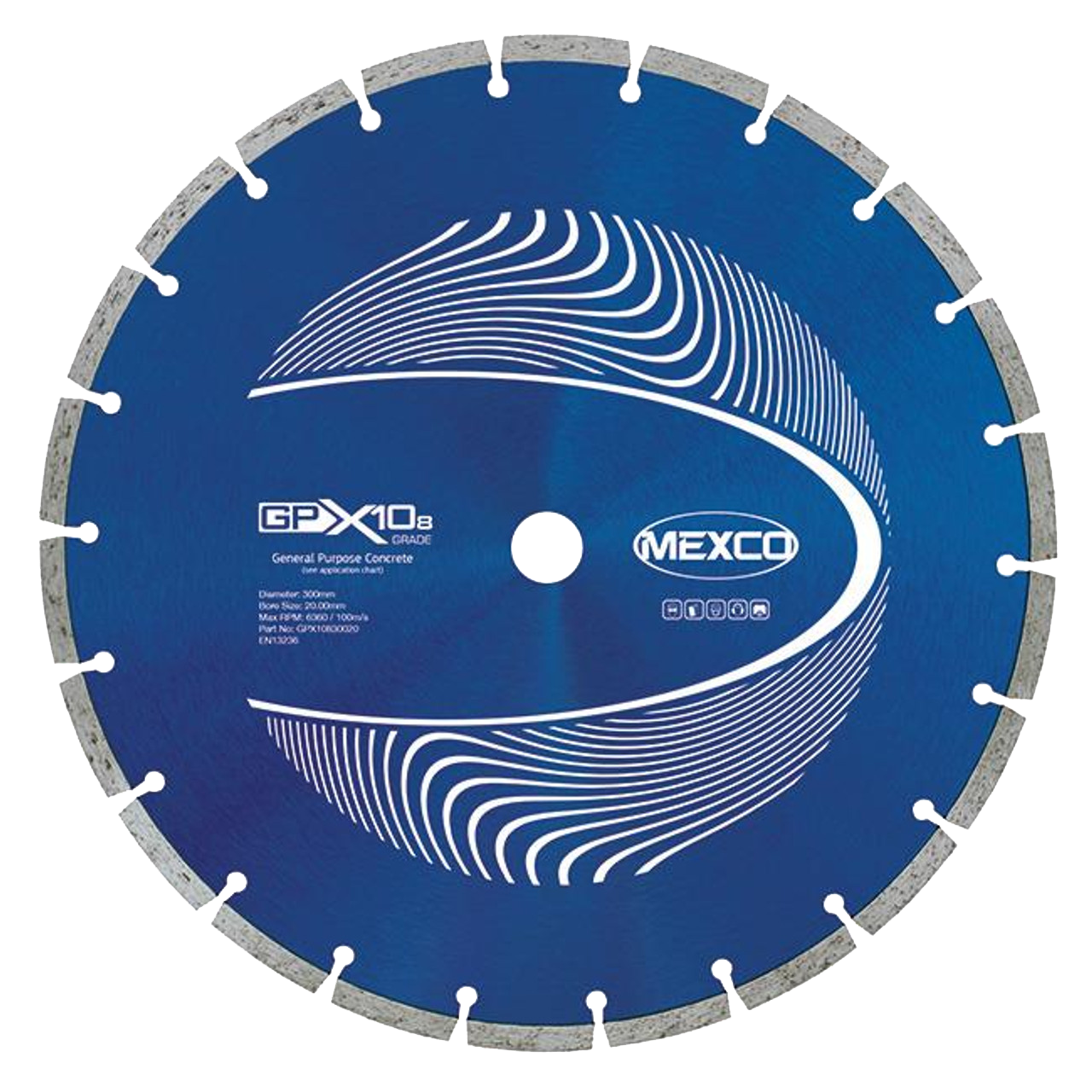 Mexco GPX10-8 300 x 20mm 8mm Segment General Purpose Concrete Diamond Blade