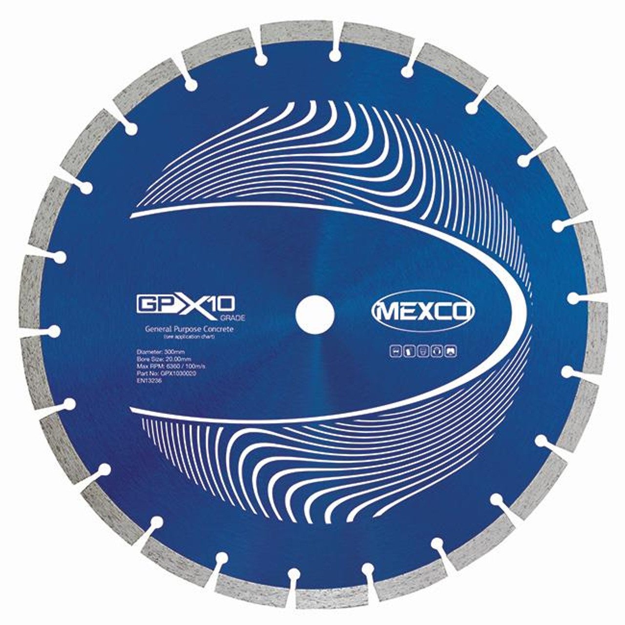 Mexco GPX1030020 300MM 20MM Bore Concrete X10 Grade Diamond Blade
