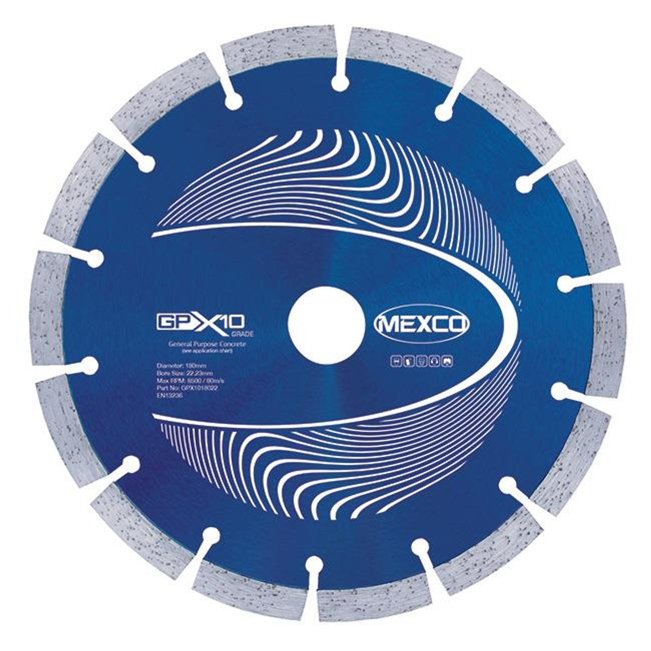 Mexco GPX1018025 180MM 25.4MM Bore Concrete X10 Grade Diamond Blade