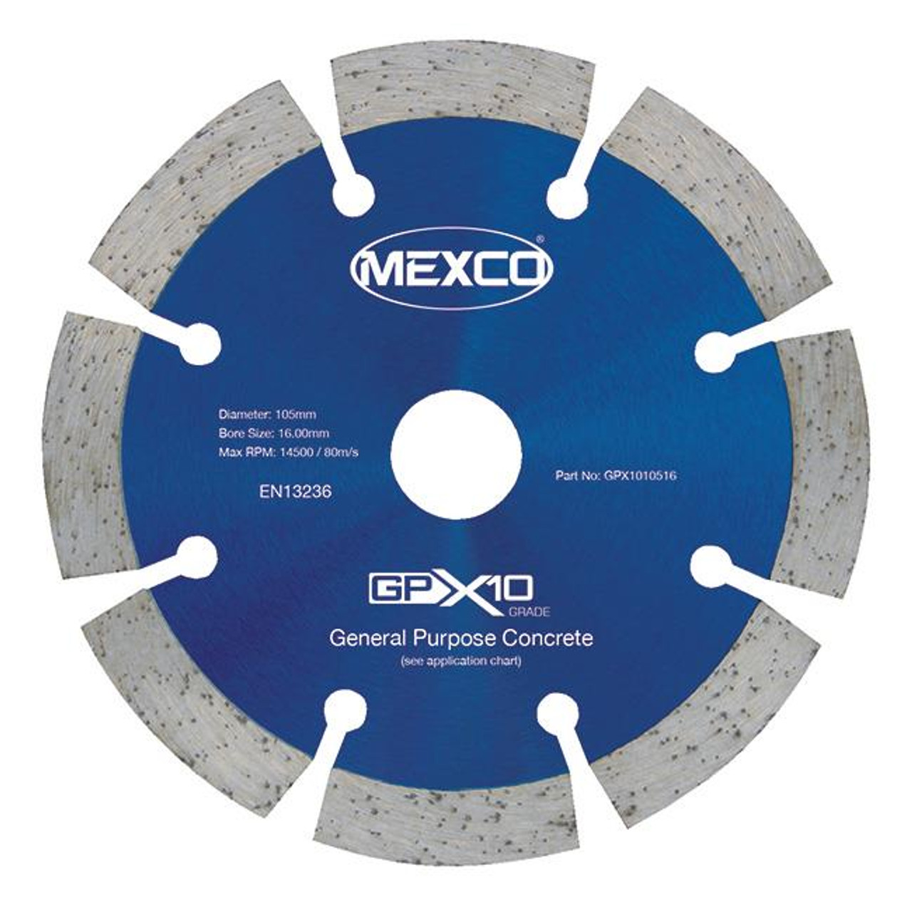Mexco GPX1010516 105MM 16MM Bore Concrete X10 Grade Diamond Blade