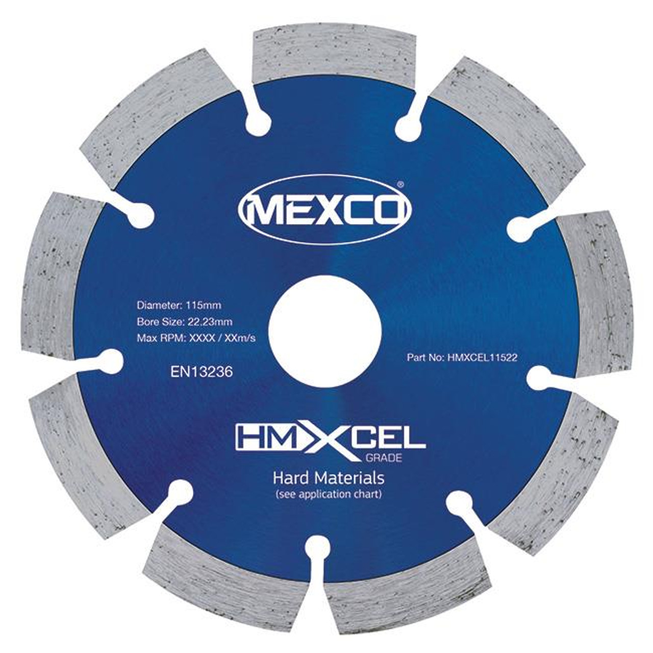 Mexco HMXCEL11522 115MM 22.23MM Bore Hard Materials XCEL Grade Diamond Blade