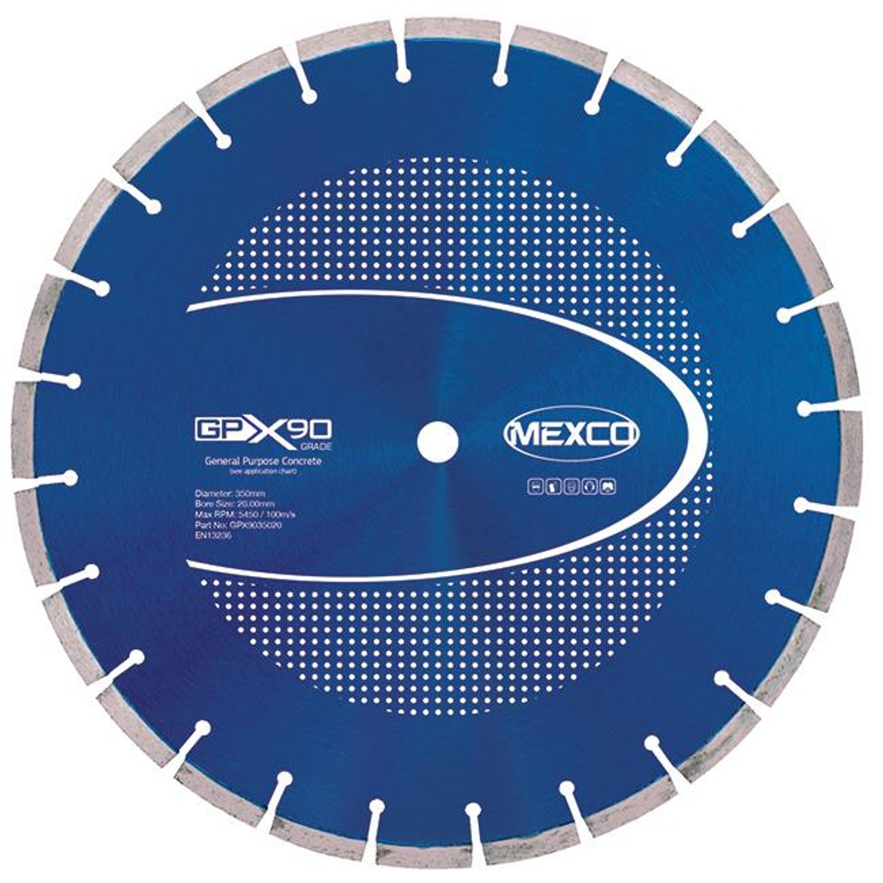 Mexco GPX9035020 350MM 20MM Bore Concrete X90 Grade Diamond Blade