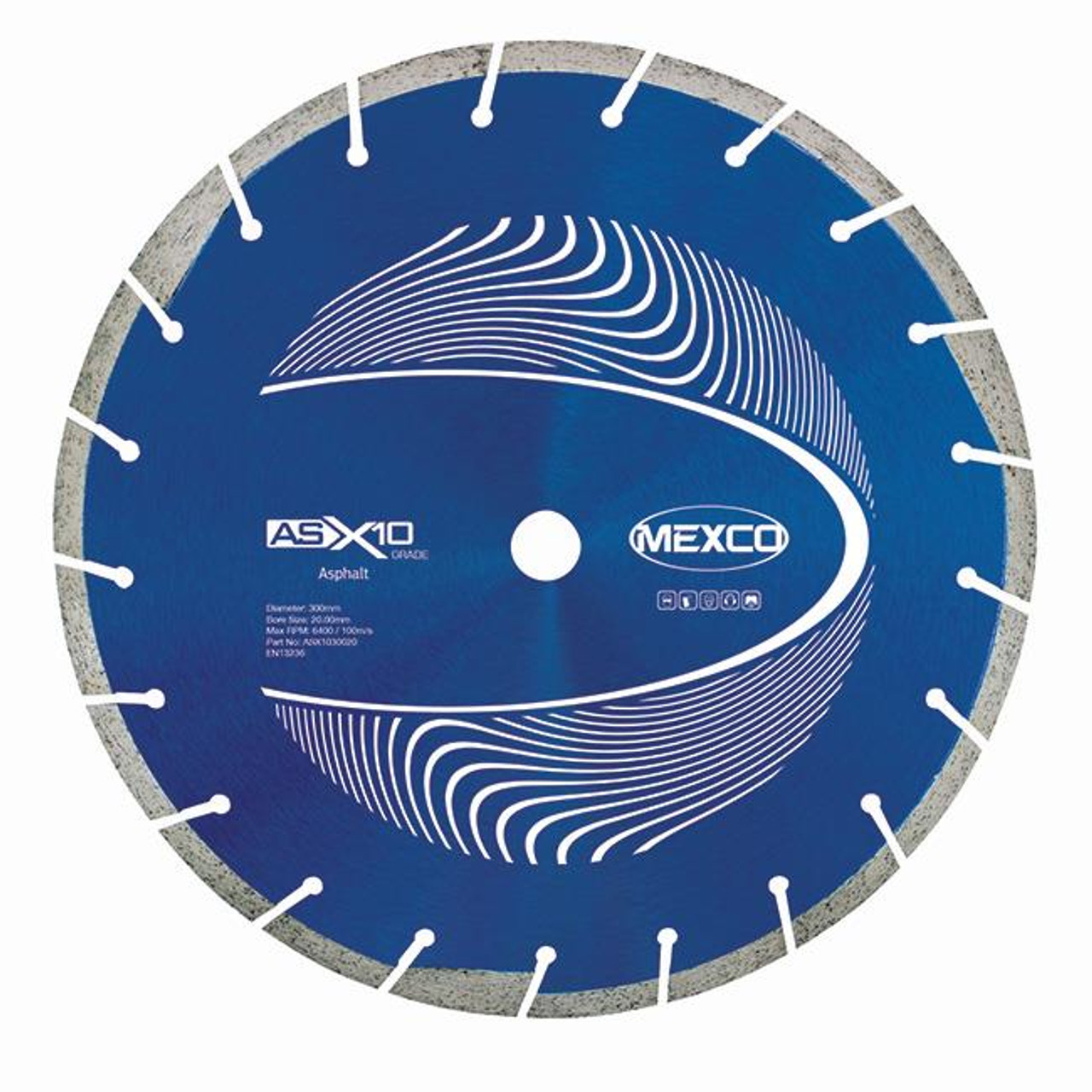 Mexco ASX1030020 300MM 20MM Bore Asphalt X10 Grade Diamond Blade