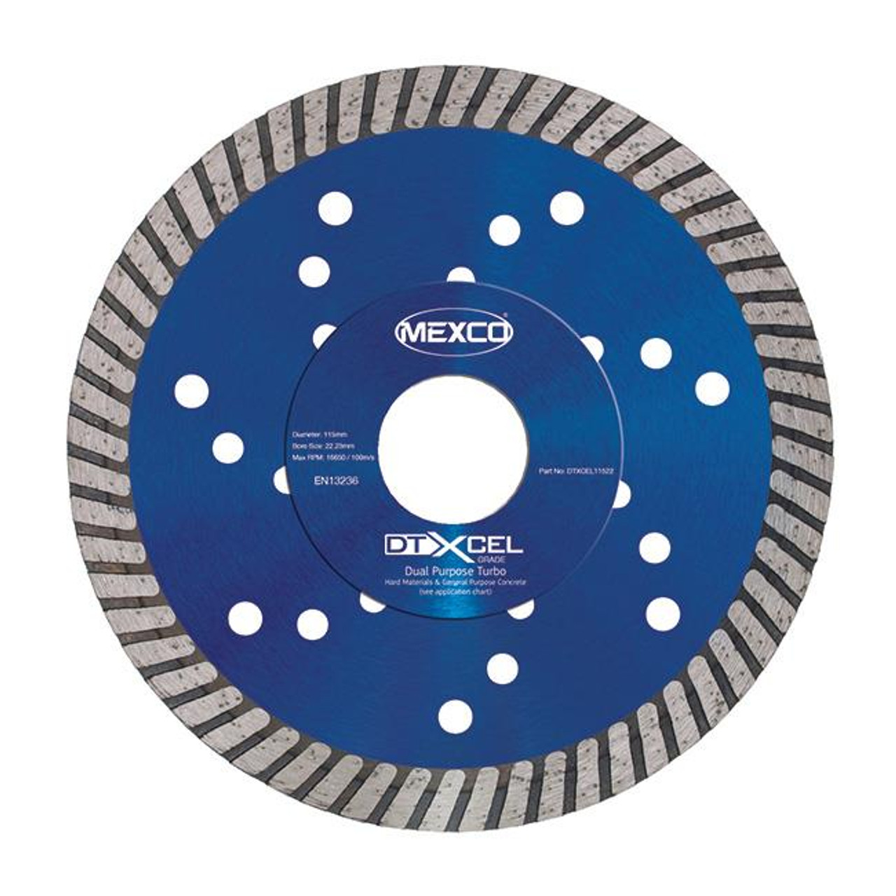 Mexco DTXCEL11522 115MM 22.23MM Bore Dual Purpose-Turbo XCEL Grade Diamond Blade