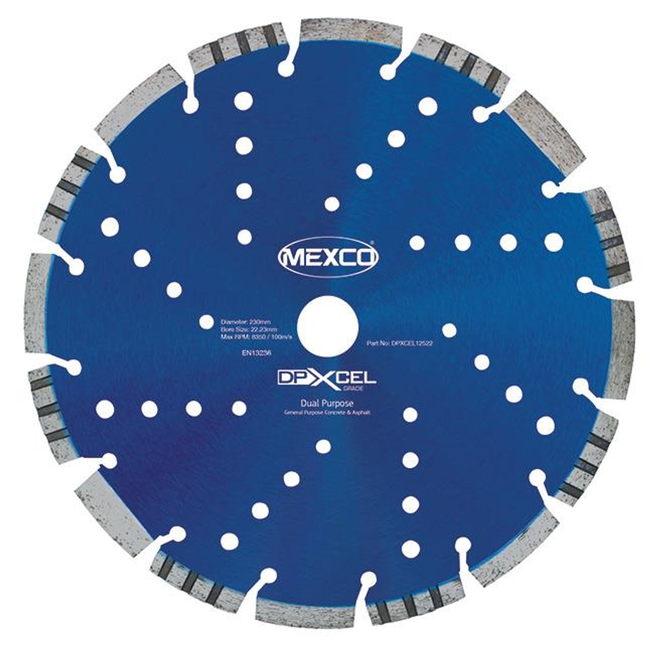 Mexco DPXCEL23022 230MM 22.23MM Bore Dual Purpose Abrasive XCEL Grade Diamond Blade