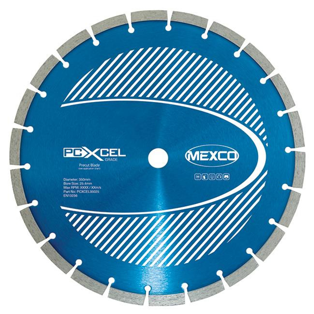 Mexco PCXCEL35025 350MM 25.4MM XCEL Grade Pre-Cut Concrete Diamond Blade