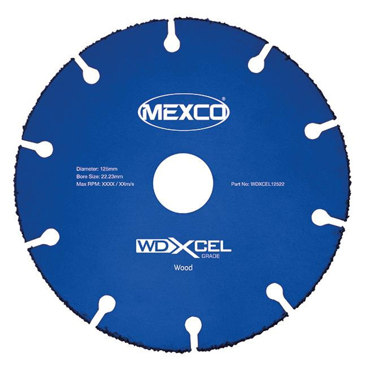 Mexco WDXCEL12522 125MM 22.23MM Bore XCEL Grade Wood Cutting Tungsten Carbide Grit Blade