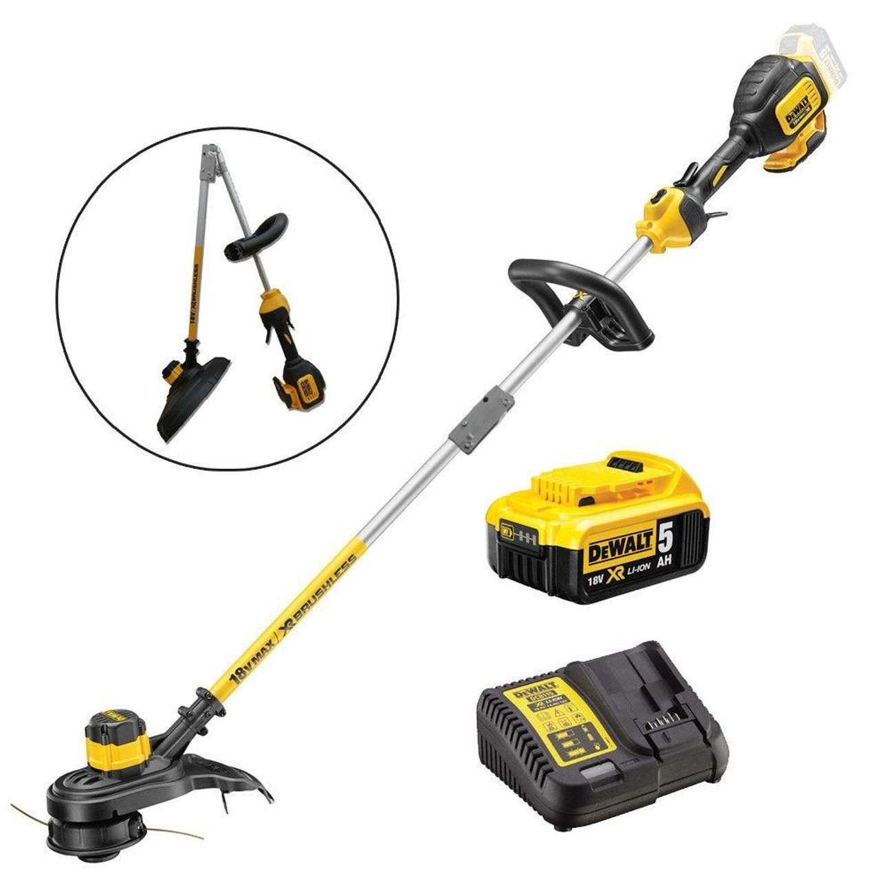 DeWalt DCM561P1S XR Brushless Split Shaft String Trimmer 18V 1 x 5.0Ah Li-ion