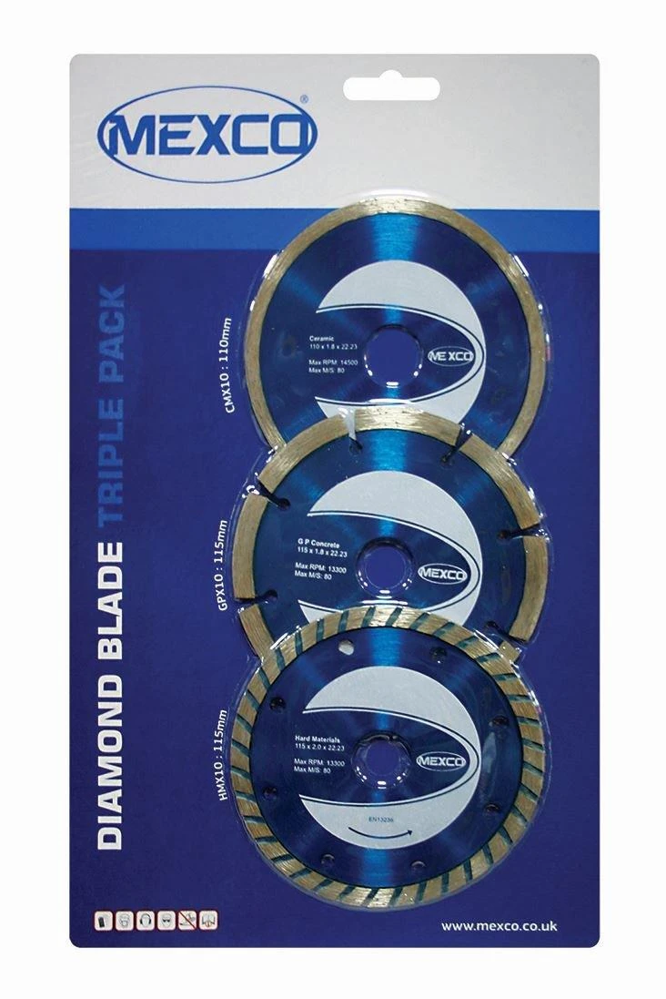 MEXCO 115MM 4 1/2" Diamond Blade Triple Pack
