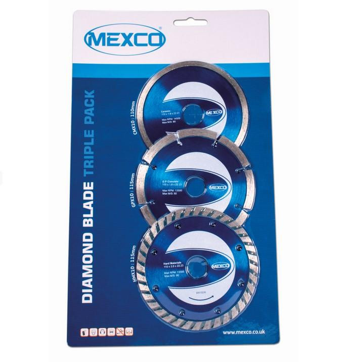 MEXCO 115MM 4 1/2" Diamond Blade Triple Pack