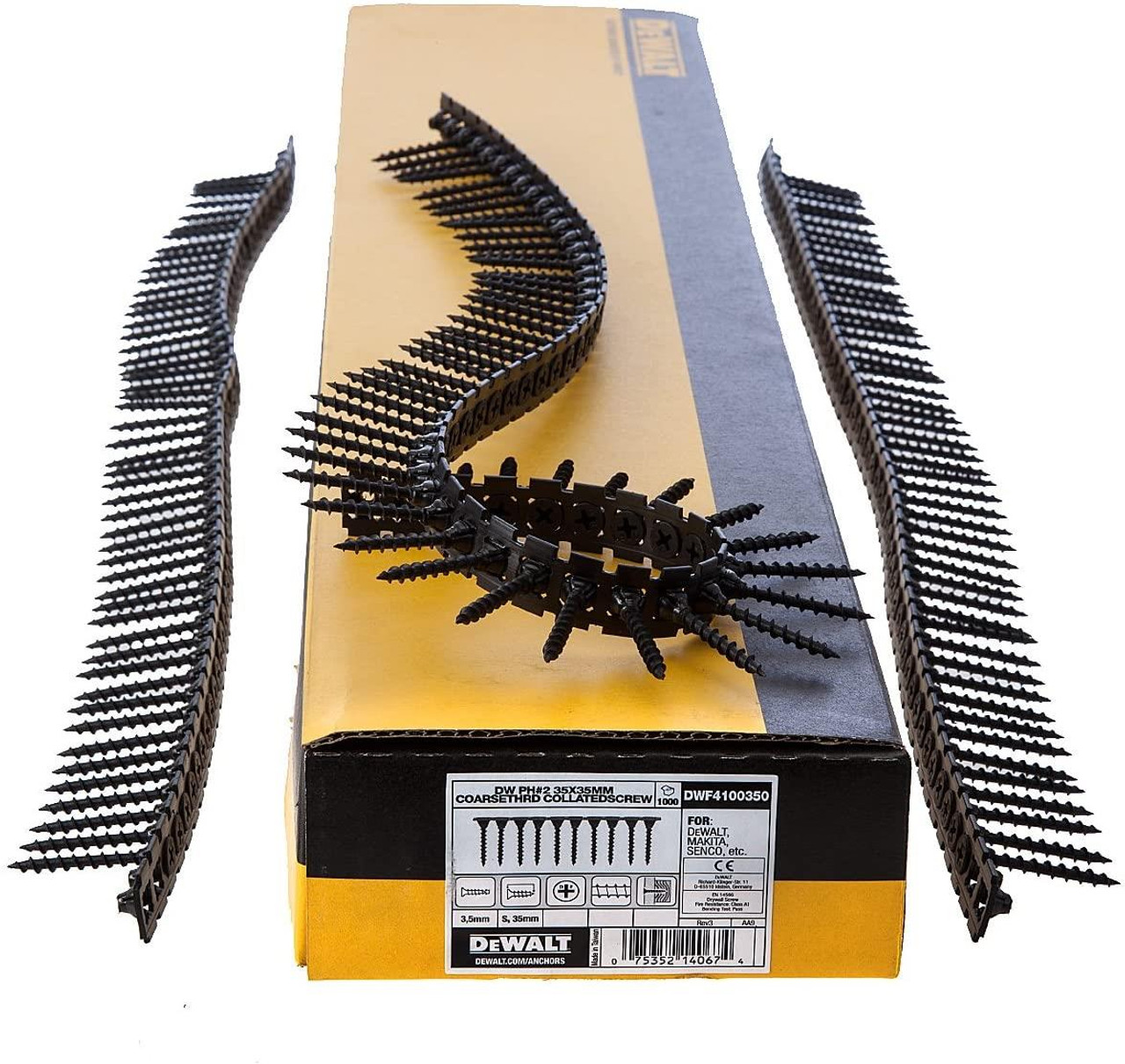 Dewalt 3.5 x 35mm Coarse Thread Collated Drywall Screws Black  (1000 PK)