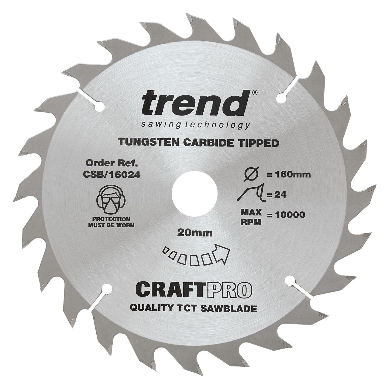 Trend Craft Pro 160mm 20mm bore 24T Combination Cut Blade for Hand Held Circular Saws CSB/16024