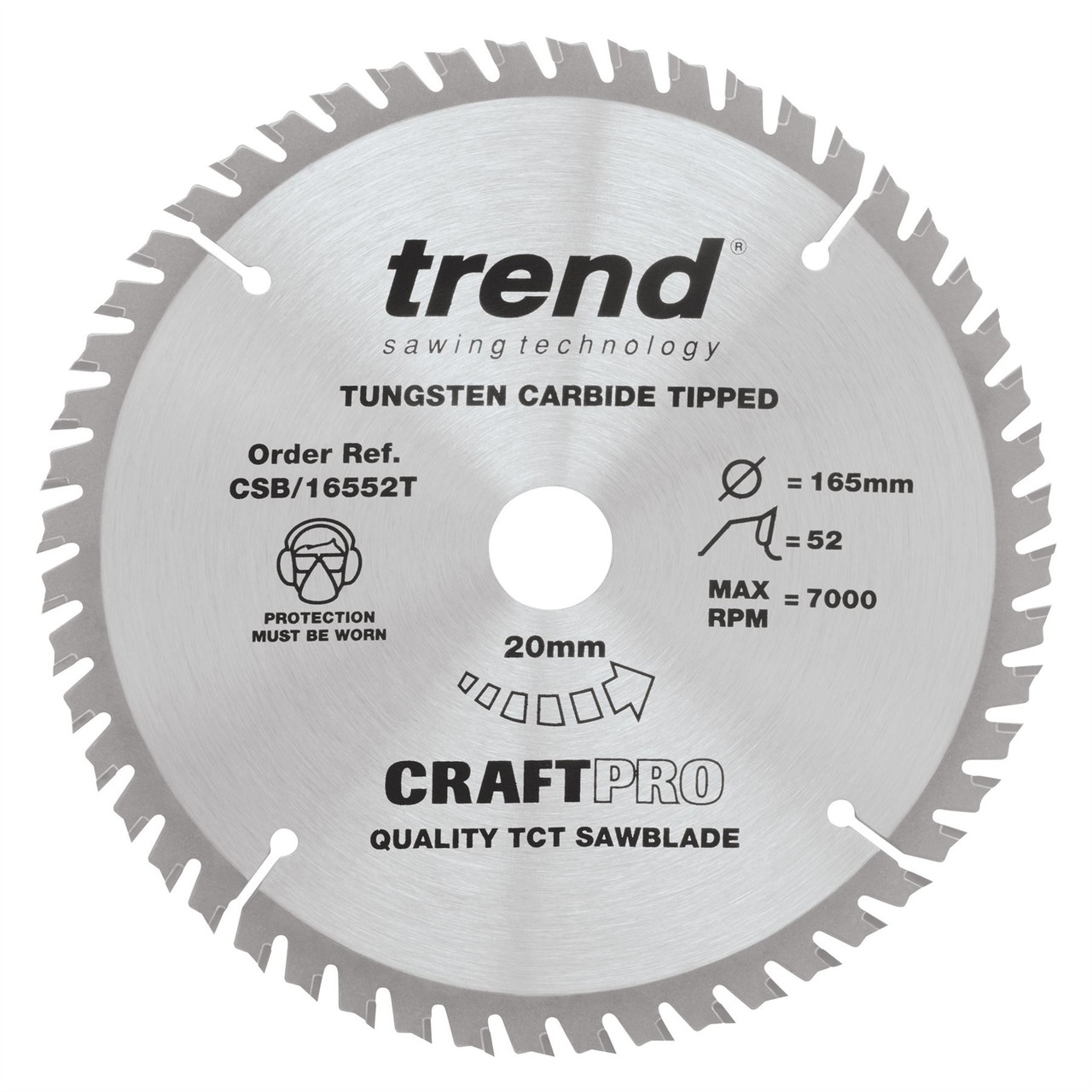 Trend Craft Saw Blade 165mm x 52 teeth x 20 thin CSB/16552T