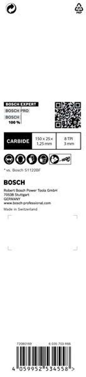 Bosch Expert Thick Tough Metal S 955 CHC Reciprocating Saw Blade 1-pc 2608900365