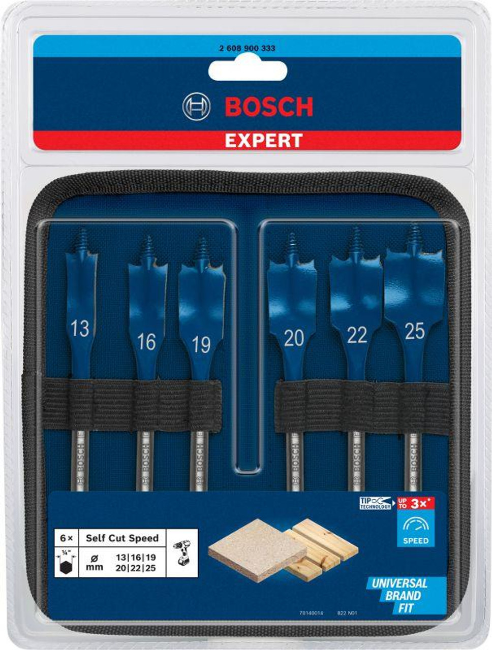 Bosch Expert SelfCut Speed Spade Drill Bit 13/16/19/20/22/25 mm 6-pc 2608900333