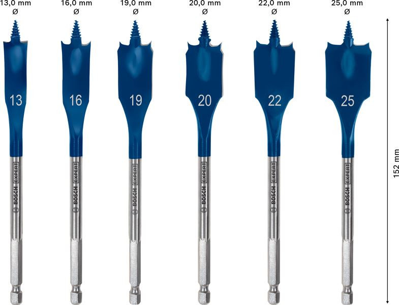 Bosch Expert SelfCut Speed Spade Drill Bit 13/16/19/20/22/25 mm 6-pc 2608900333