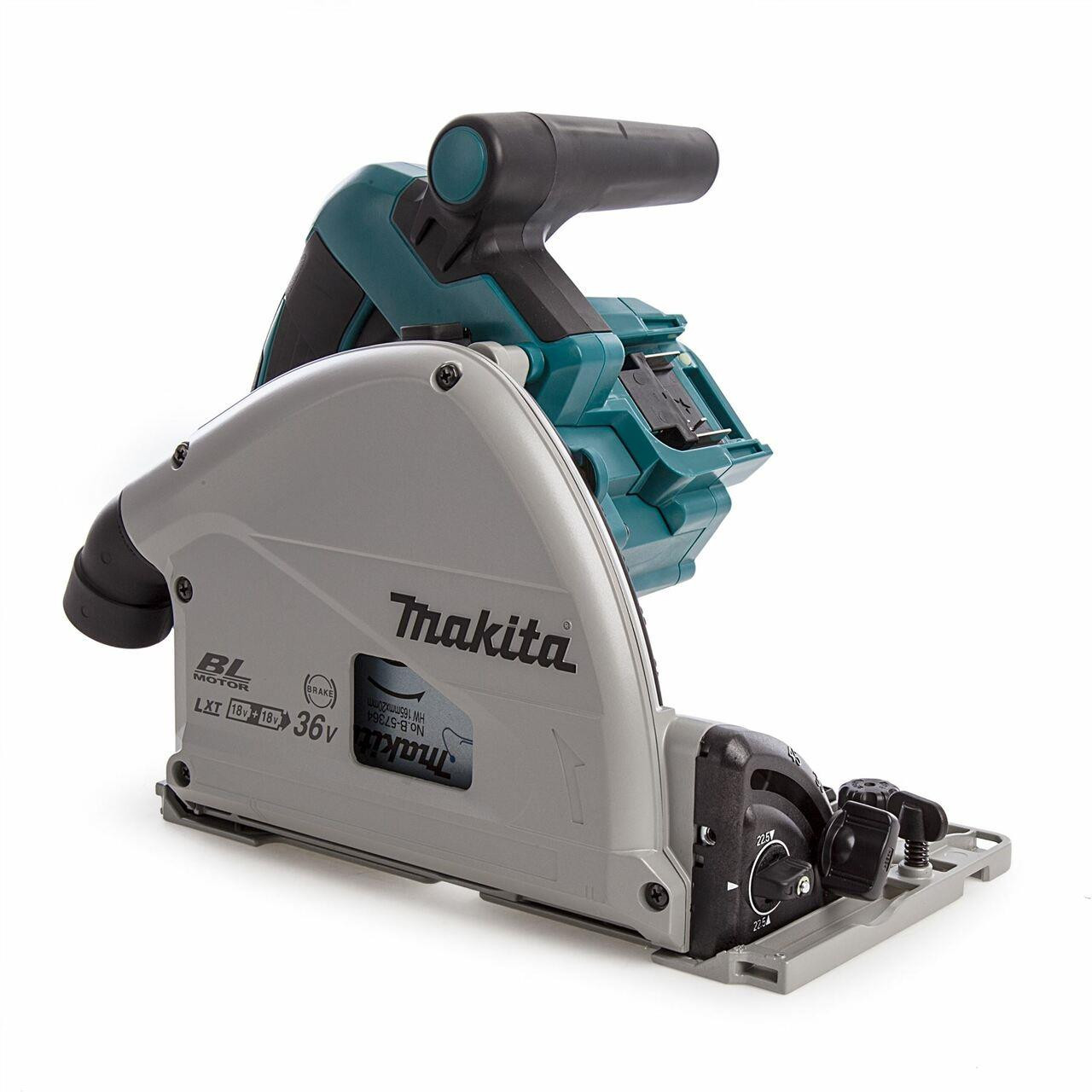 Makita Twin 18V Brushless Plunge Saw Kit with Rails and 2x5Ah Batteries 165Mm - DSP600PT2J