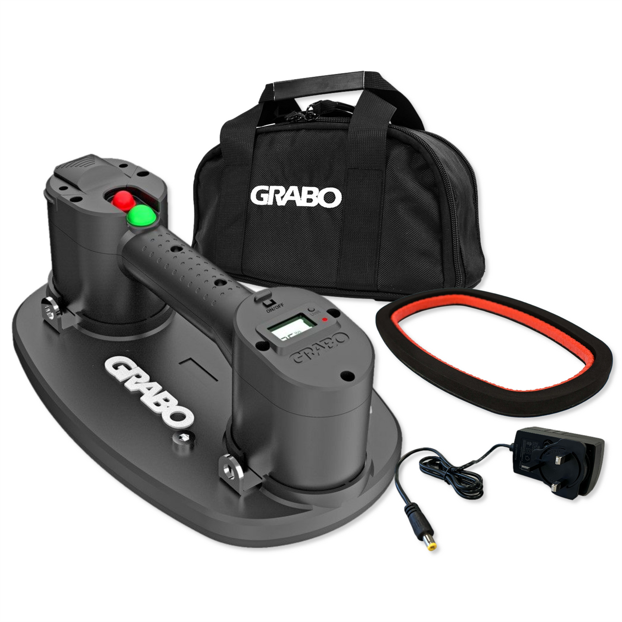  2 x Grabo Pro Cordless Professional Vacuum Lifter Suction Pad with Battery in Carry (Twinpack)