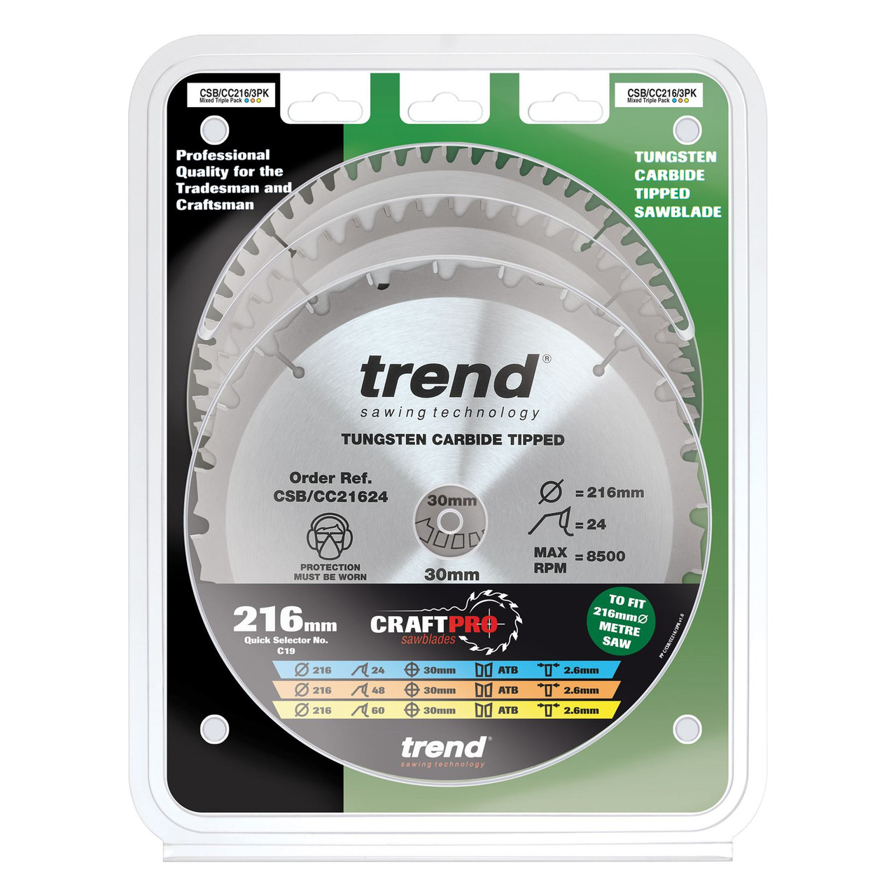 Trend 160mm Panel Trim Craft saw blade triple pack CSB/PT160/3PK