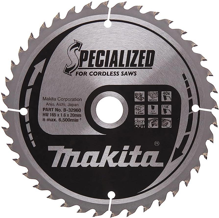 2 X Makita B-32960 Specialized Circular Saw Blade 165mm X 20 x 40T for Cordless Saws