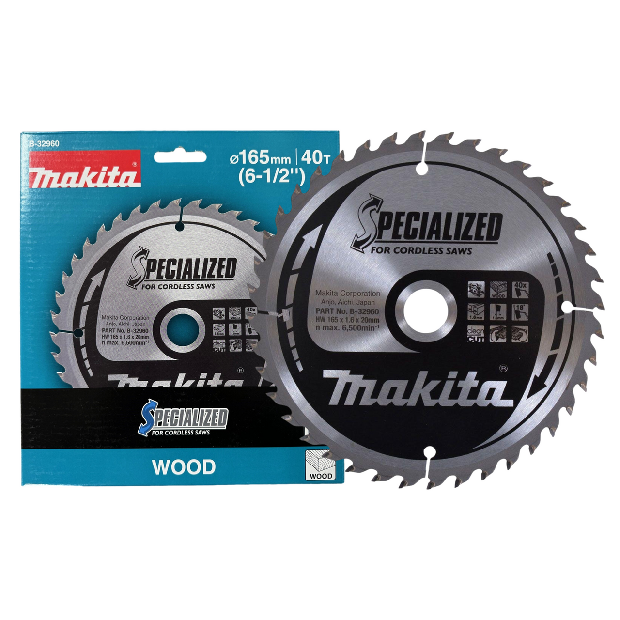 Makita B-32960 Specialized Circular Saw Blade 165mm x 20mm x 40T for Cordless Saws