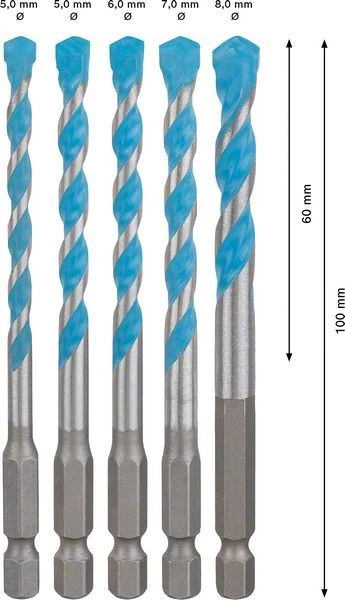 Bosch Expert MultiConstruction HEX-9 Drill Bit 5,5/6/6/7/8 mm 5-pc 2608900586