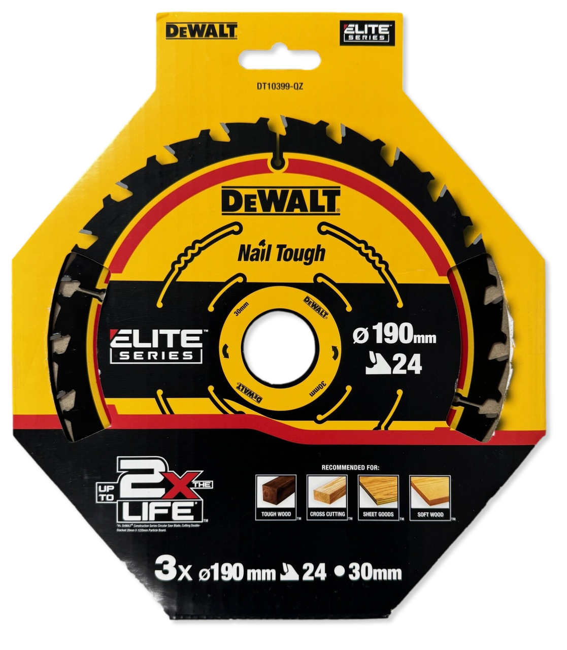 DeWalt DT10399 190mm 24T Elite Framing Circular Saw Blade 3 Pack (DT10304)
