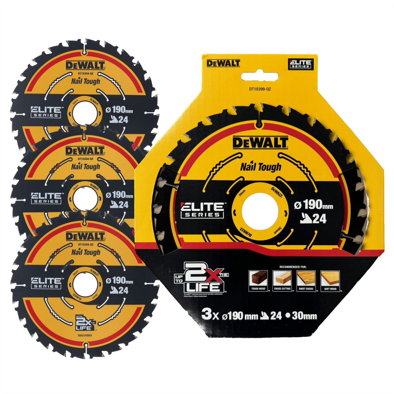 DeWalt DT10399 190mm 24T Elite Framing Circular Saw Blade 3 Pack (DT10304)