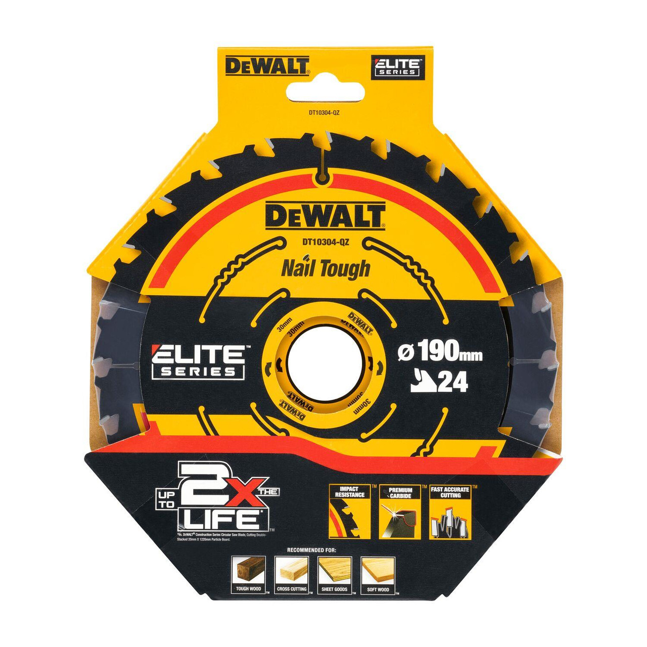 DeWalt DT10304-QZ 190mm 24T Elite Framing Circular Saw Blade