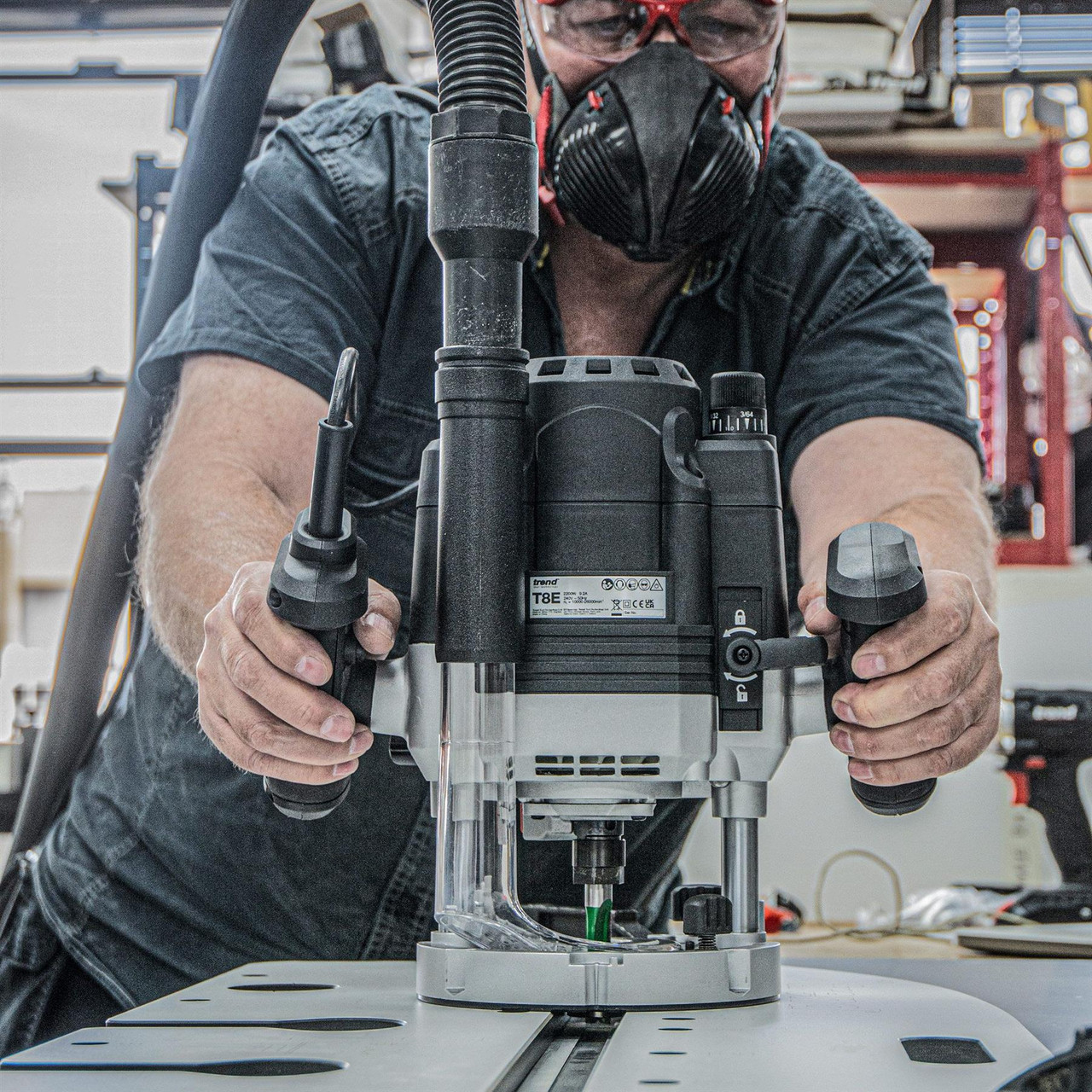 Trend T8EK 240V 1/2in 2200W Router 80mm Deep Plunge Cut Router Table Compatible