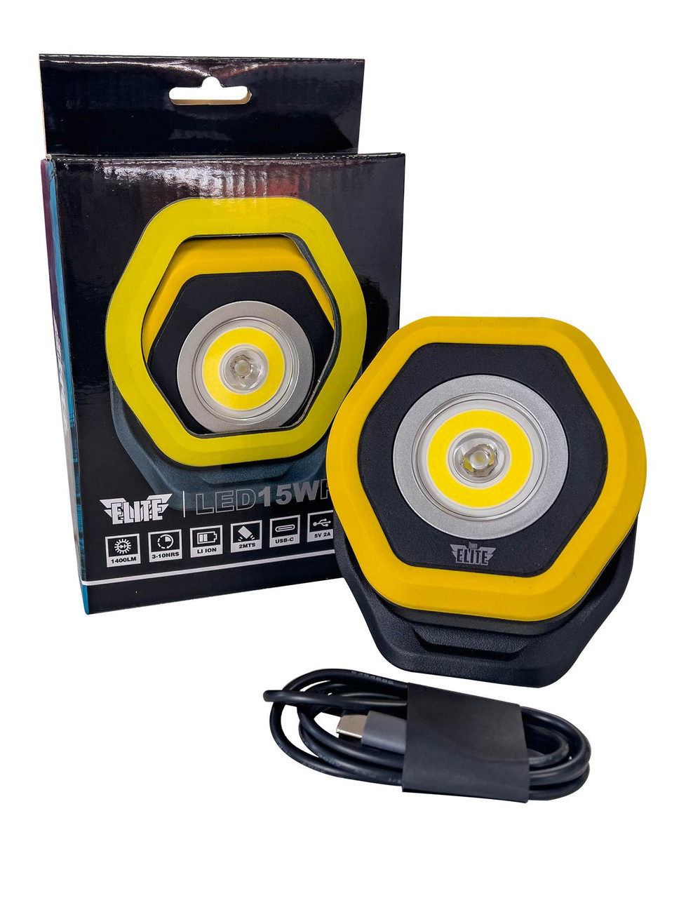 Elite 15W Twin Beam LED Rechargeable Light with USB Port (LED15WRPL)