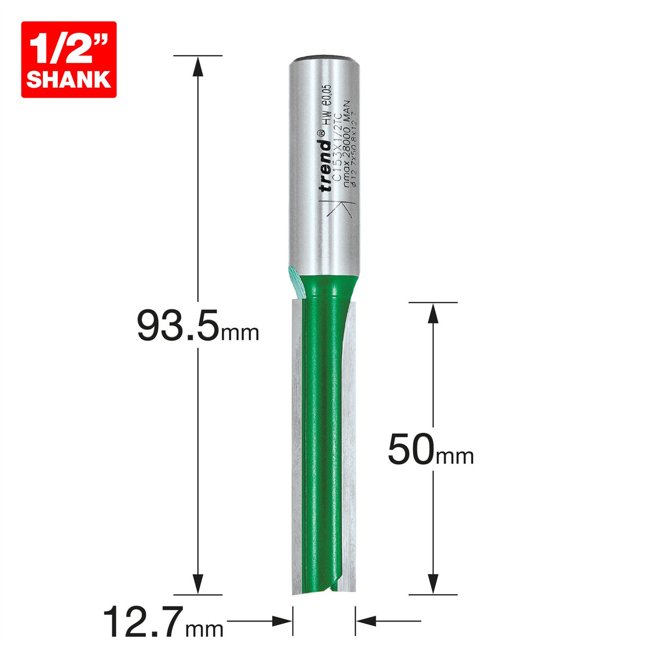 Trend Two flute cutter 12.7mm diameter C153X1/2TC