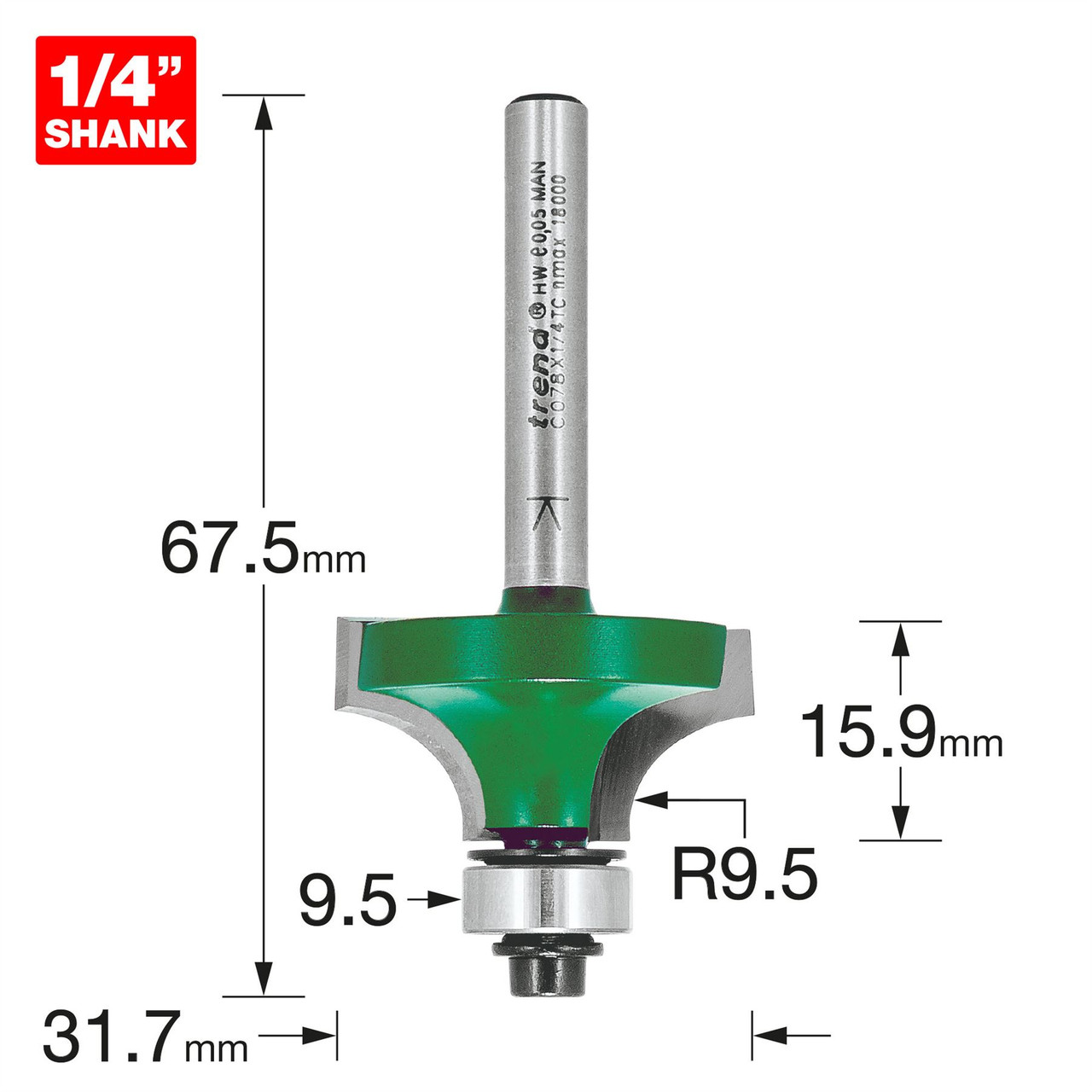 Trend Rounding over 9.5mm radius x 15.9mm cut C078X1/4TC