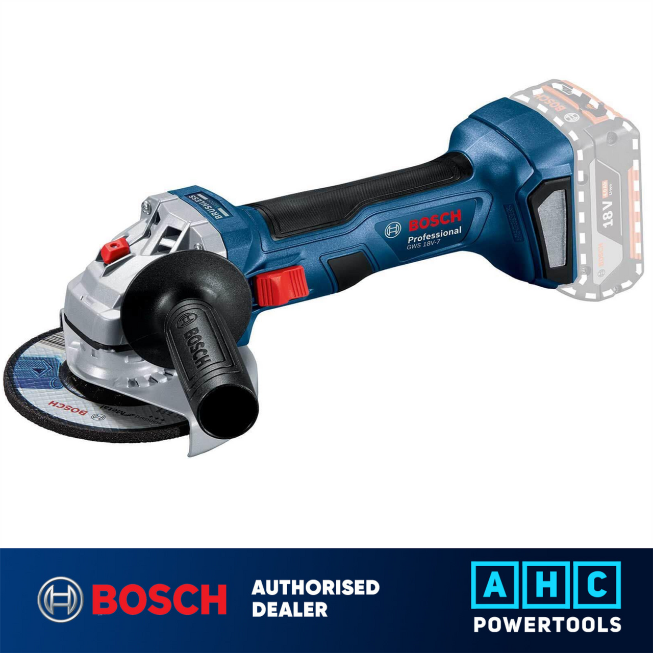 Bosch GWS 18V-7 Angle Grinder 125mm, Body Only - 06019H9001