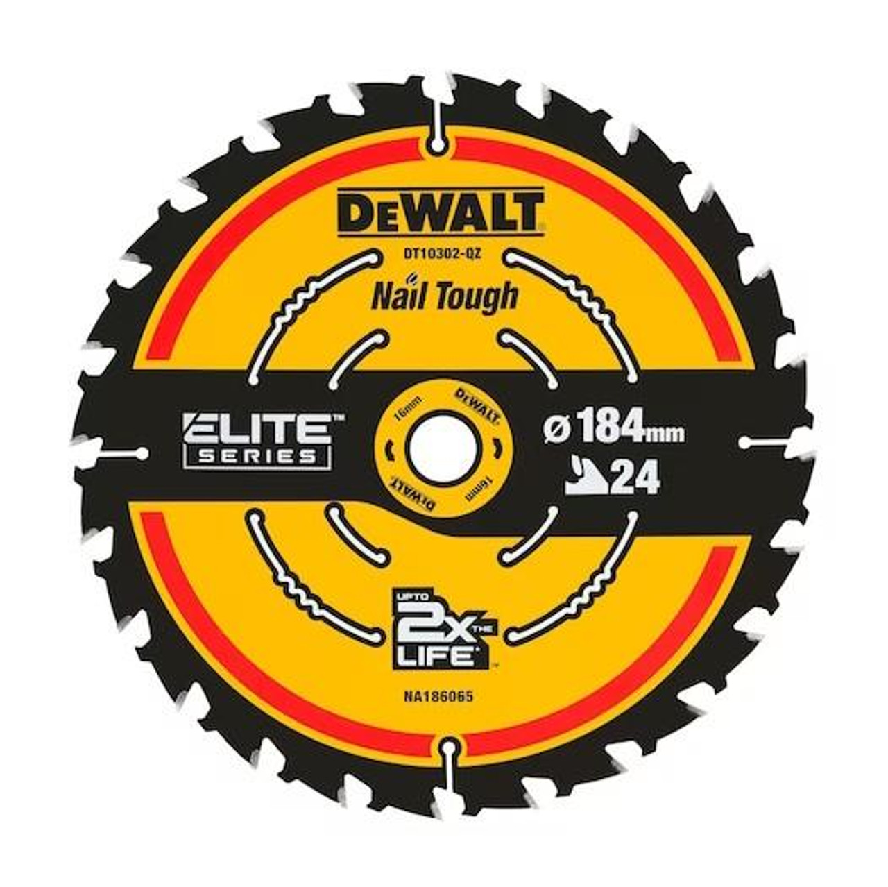 DeWalt DT10302-QZ ELITE Circular Saw Blade  184mm x 16mm 24T (Pack of 10)