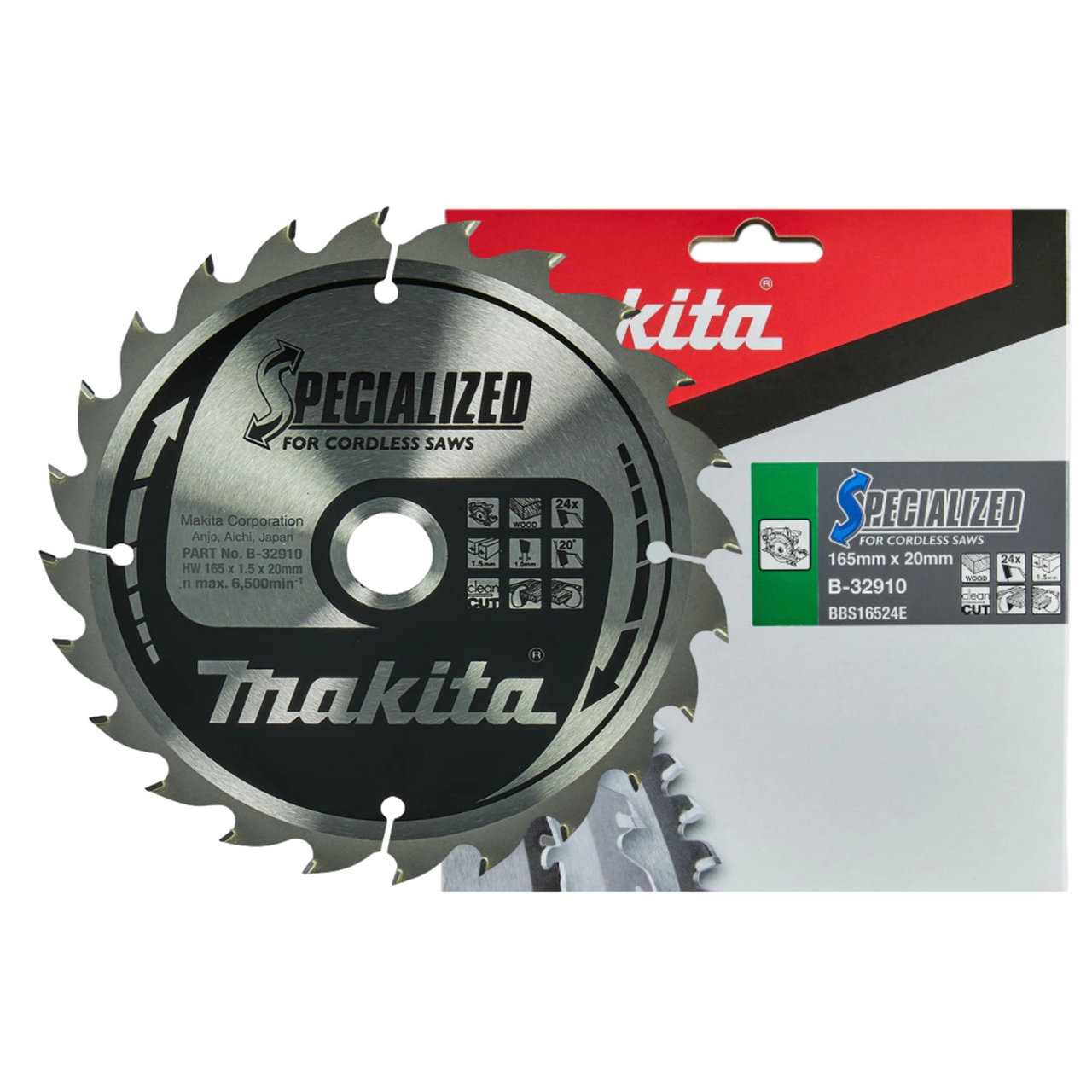 Makita B-32910 Specialized 165mm x 20mm 24T TCT Circular Saw Blade
