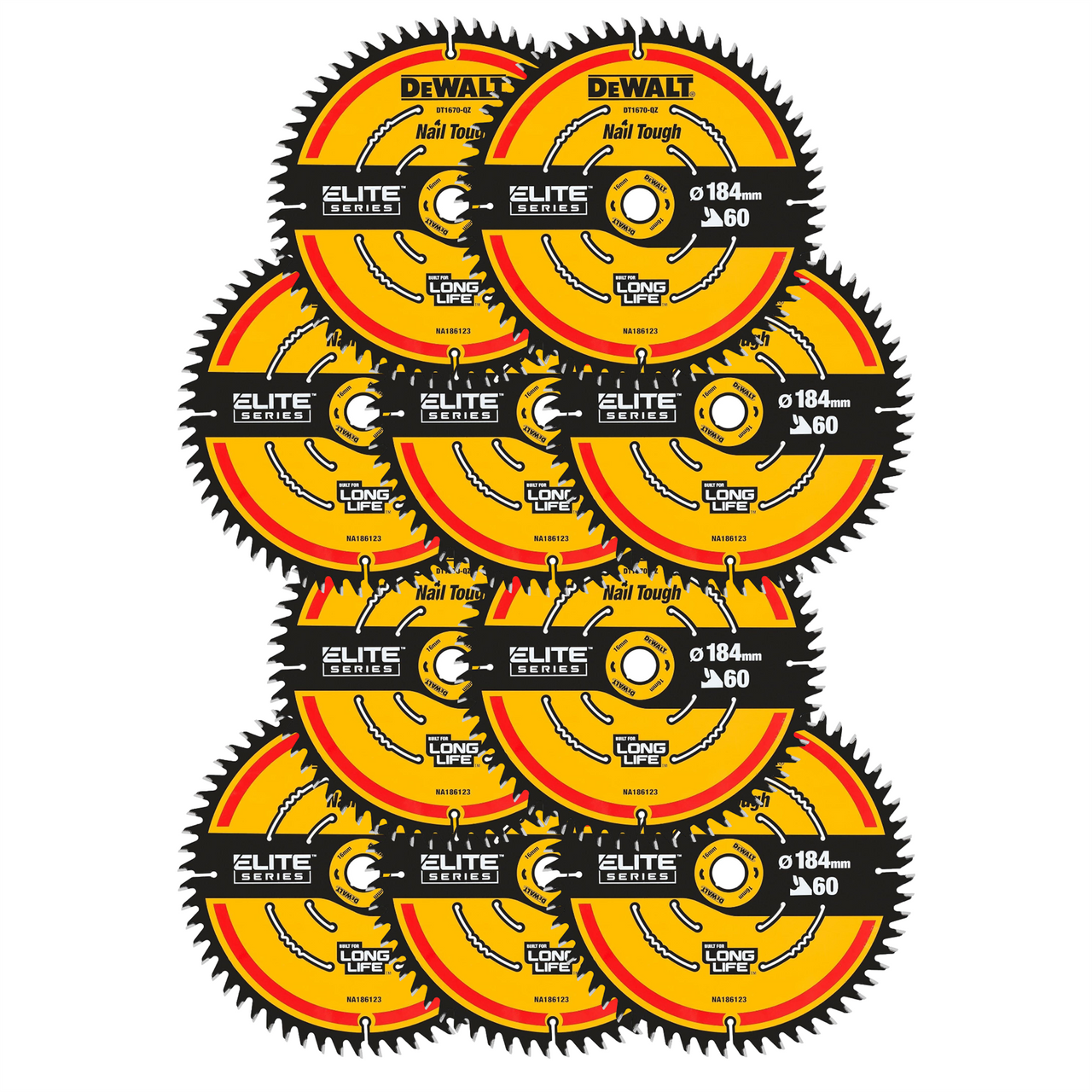 10 x DeWalt DT1670-QZ ELITE Circular Saw Blade  184mm x 16mm 60T