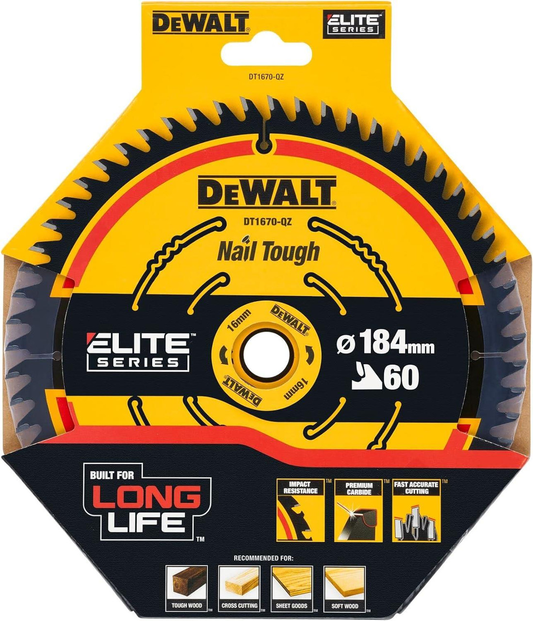 10 x DeWalt DT1670-QZ ELITE Circular Saw Blade  184mm x 16mm 60T