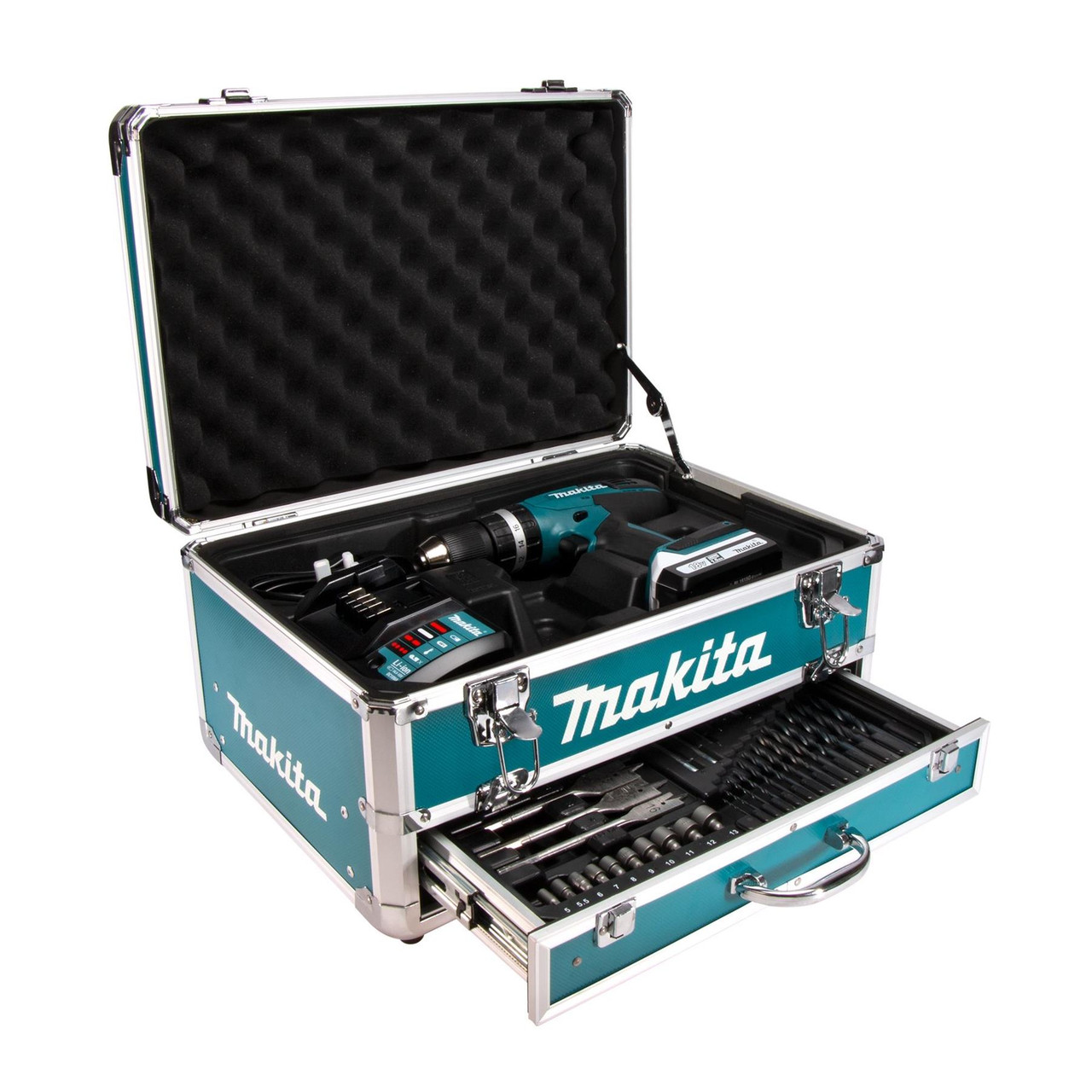 Makita HP488DWAX4 18V G-Series Combi Drill With 1x 2Ah Battery & Accessories in Tool Chest