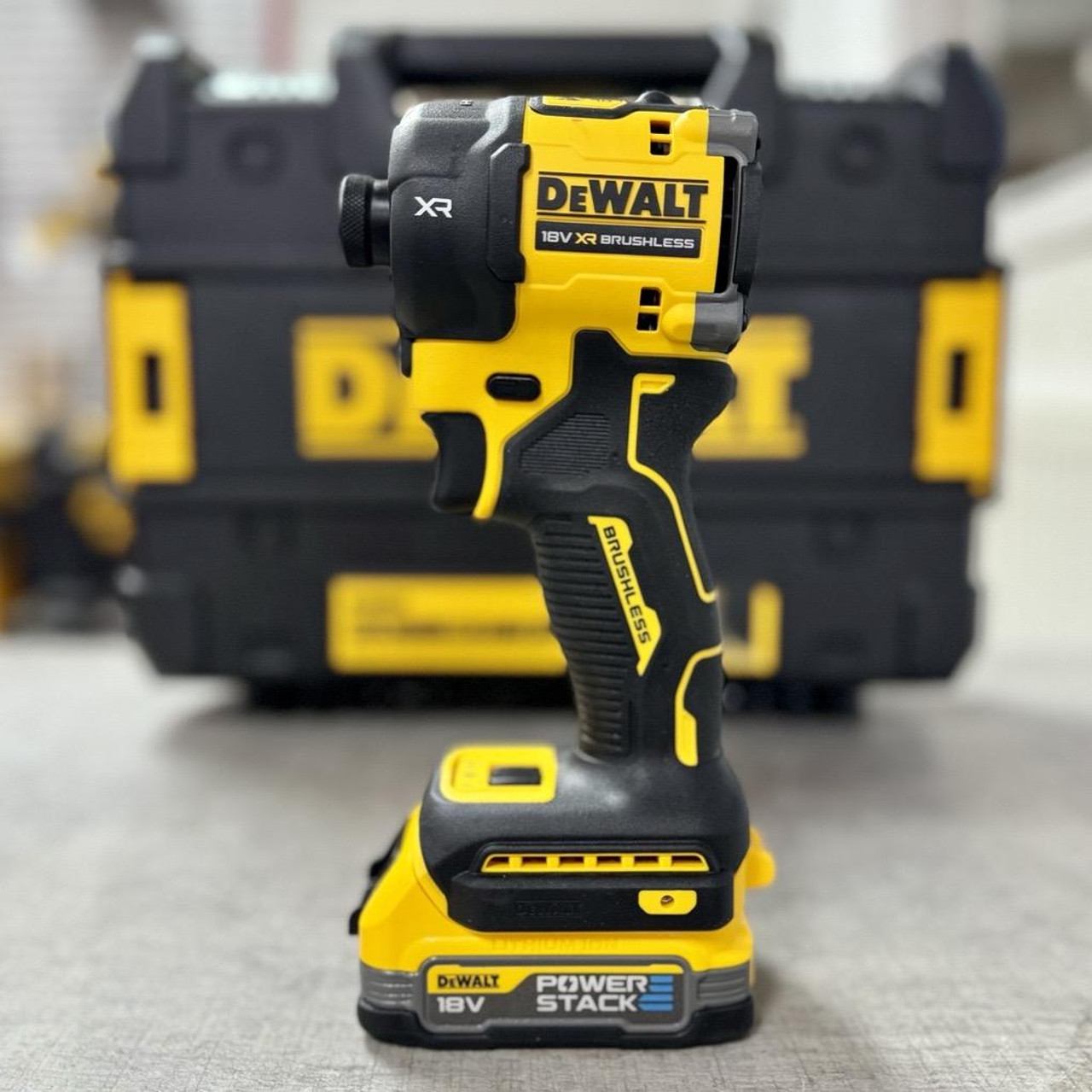 DeWalt 18V XR Brushless Hydraulic Impact Driver DCF870E2T-GB, 2x 1.7Ah Powerstack Batteries, Charger, and TSTAK Storage Case