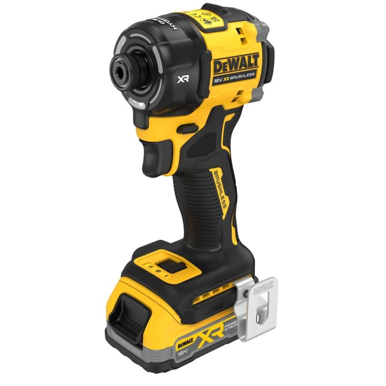 DeWalt 18V XR Brushless Hydraulic Impact Driver DCF870E2T-GB, 2x 1.7Ah Powerstack Batteries, Charger, and TSTAK Storage Case