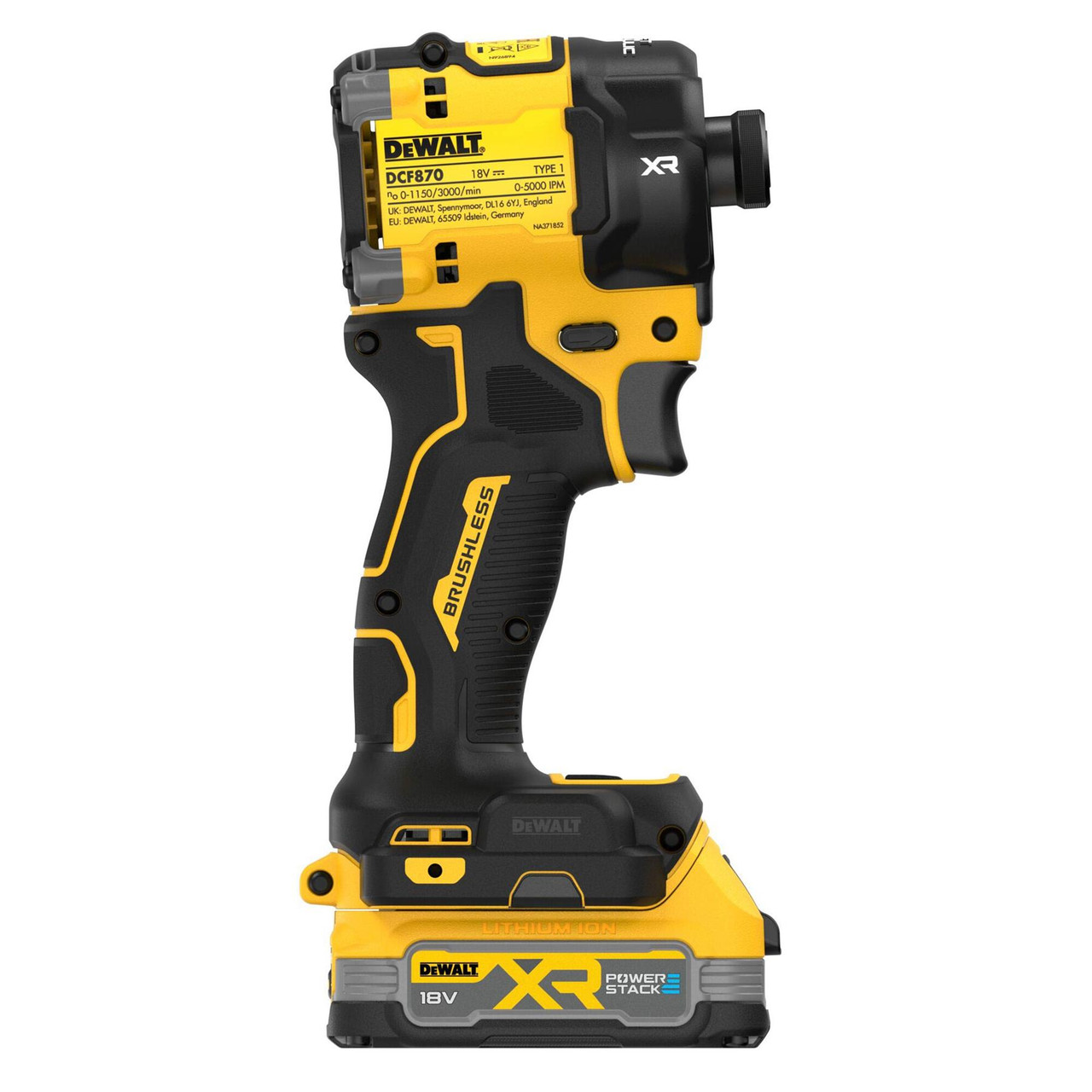 DeWalt 18V XR Brushless Hydraulic Impact Driver DCF870E2T-GB, 2x 1.7Ah Powerstack Batteries, Charger, and TSTAK Storage Case