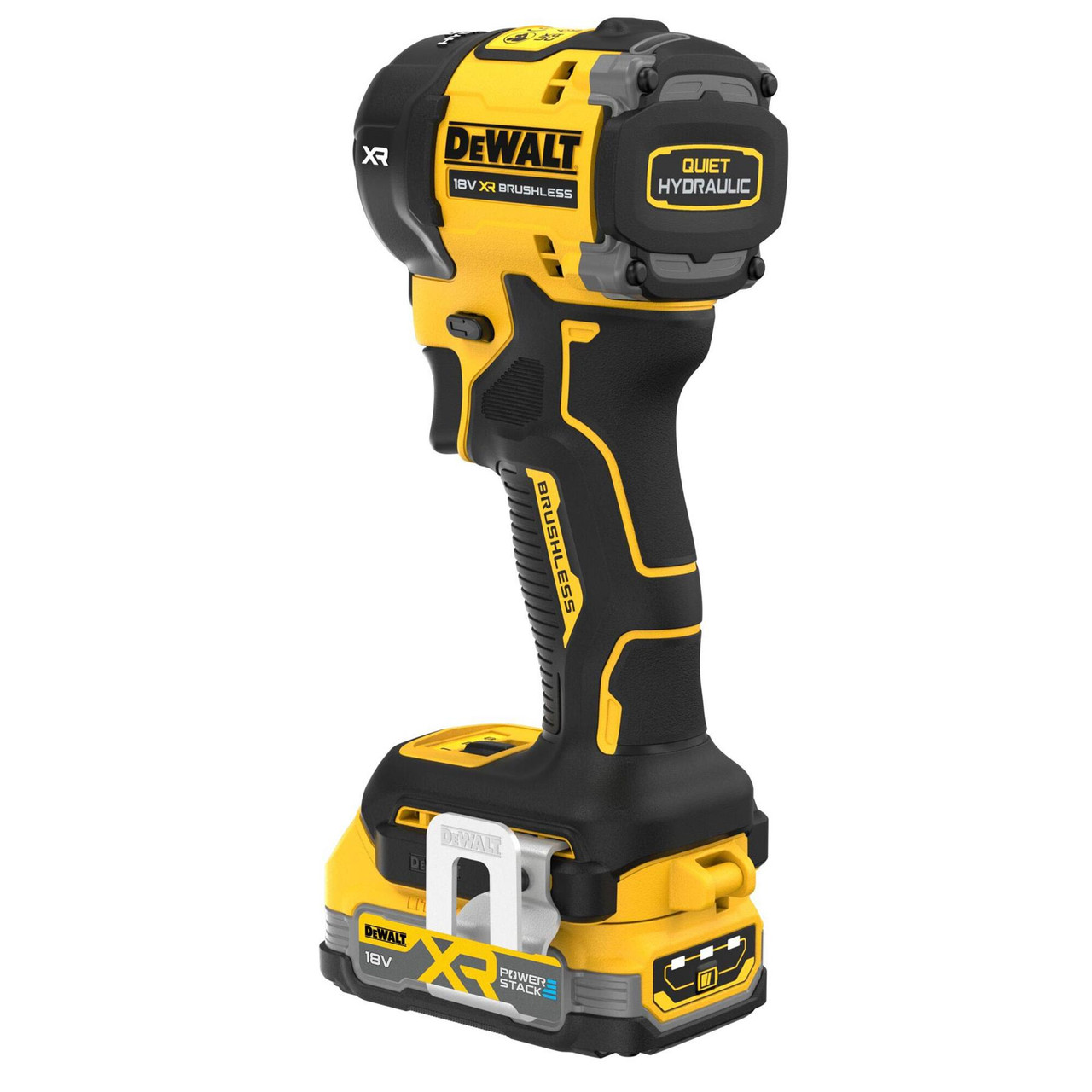 DeWalt 18V XR Brushless Hydraulic Impact Driver DCF870E2T-GB, 2x 1.7Ah Powerstack Batteries, Charger, and TSTAK Storage Case