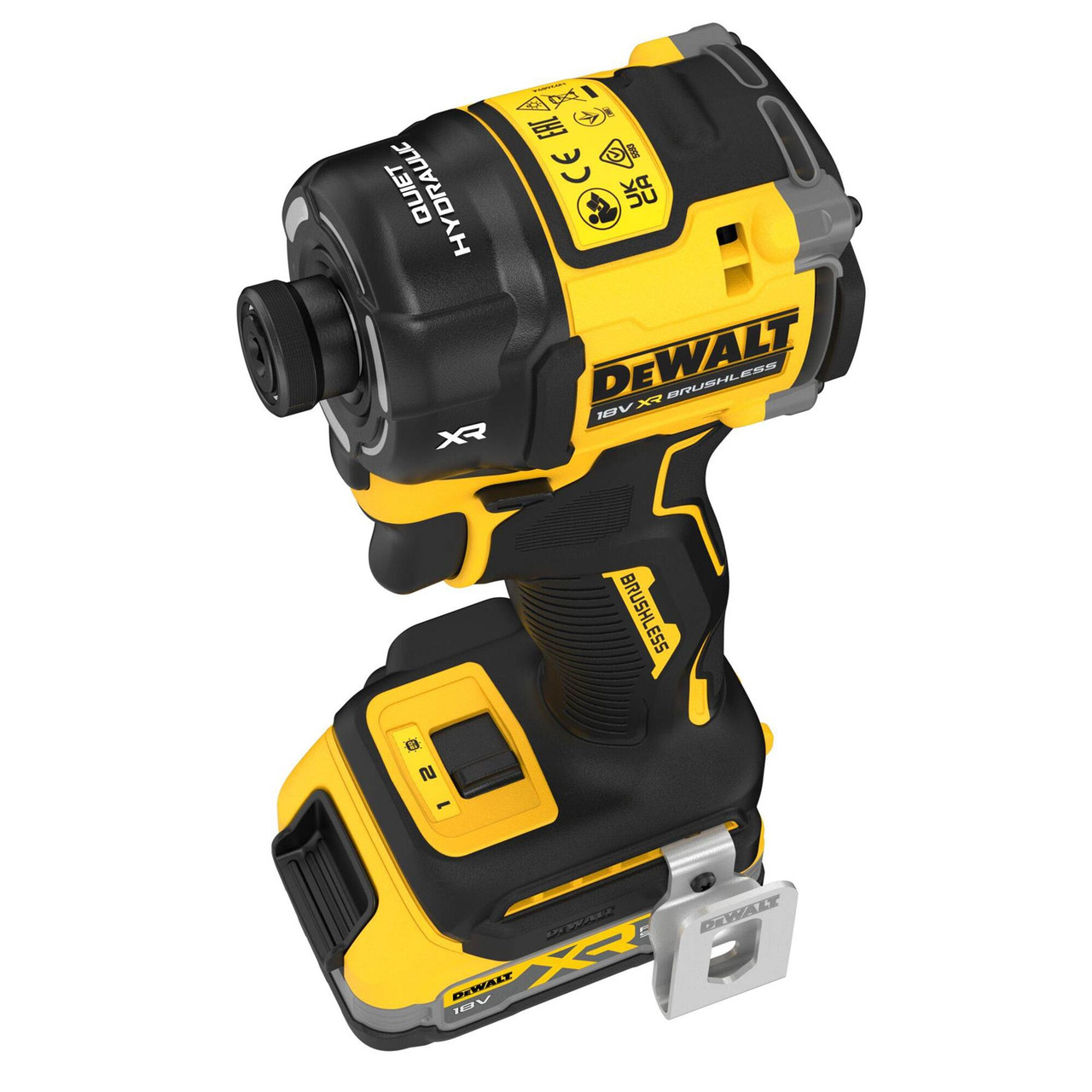 DeWalt 18V XR Brushless Hydraulic Impact Driver DCF870E2T-GB, 2x 1.7Ah Powerstack Batteries, Charger, and TSTAK Storage Case